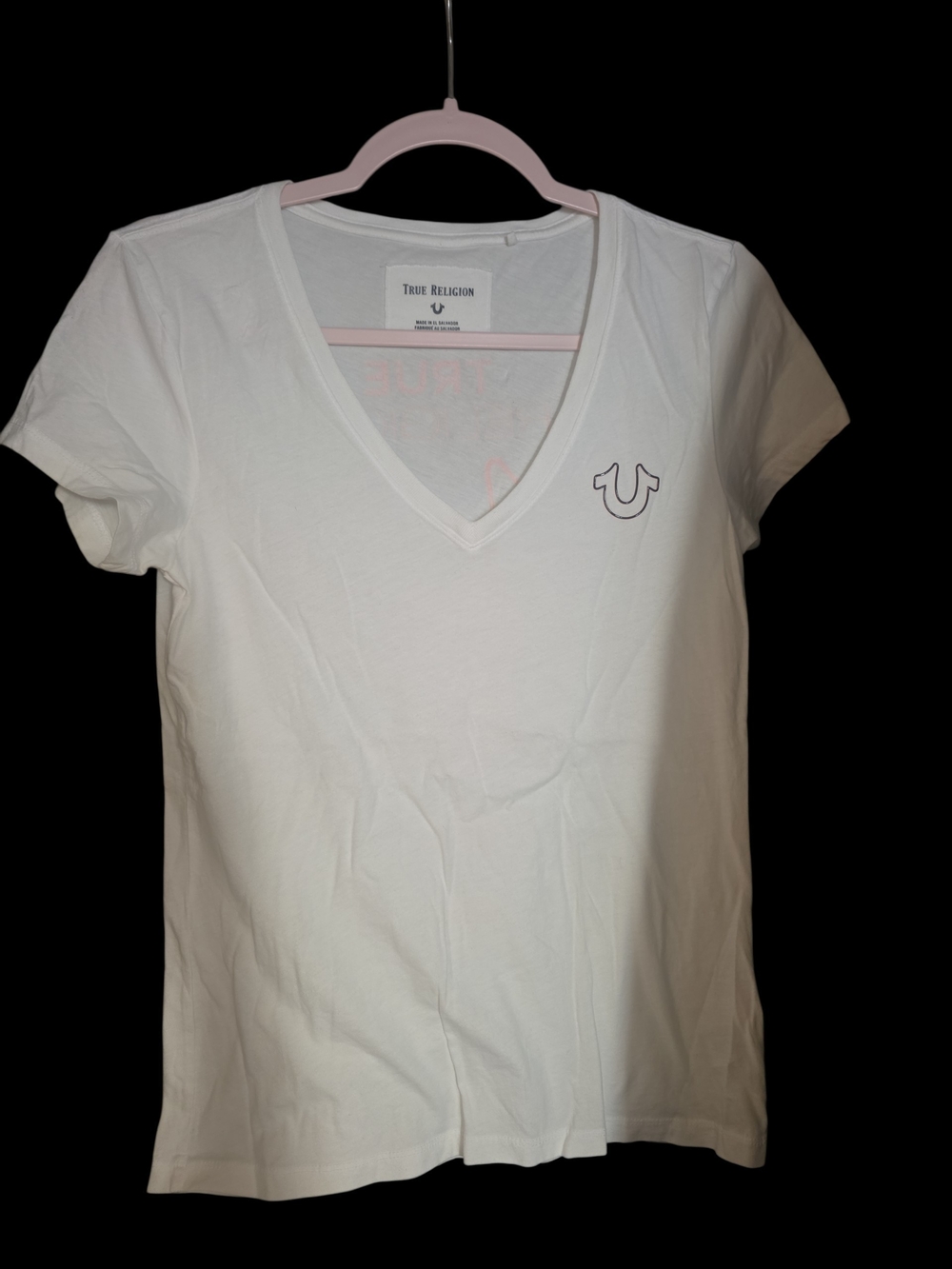 True Religion Women'Small V-Neck Tee in White Size Small